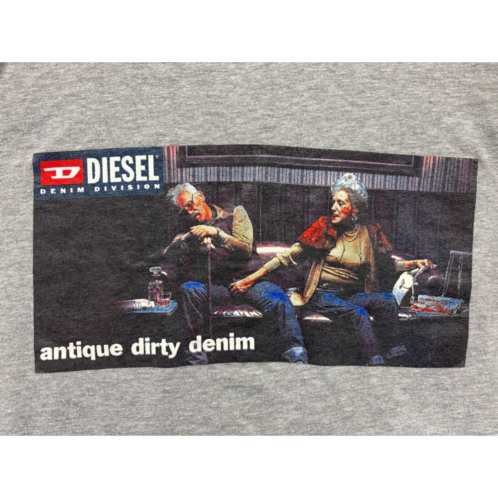 Diesel Shirt Mens Raunchy Graphic‎ Denim Division CrewNeck Long Sleeve Risque